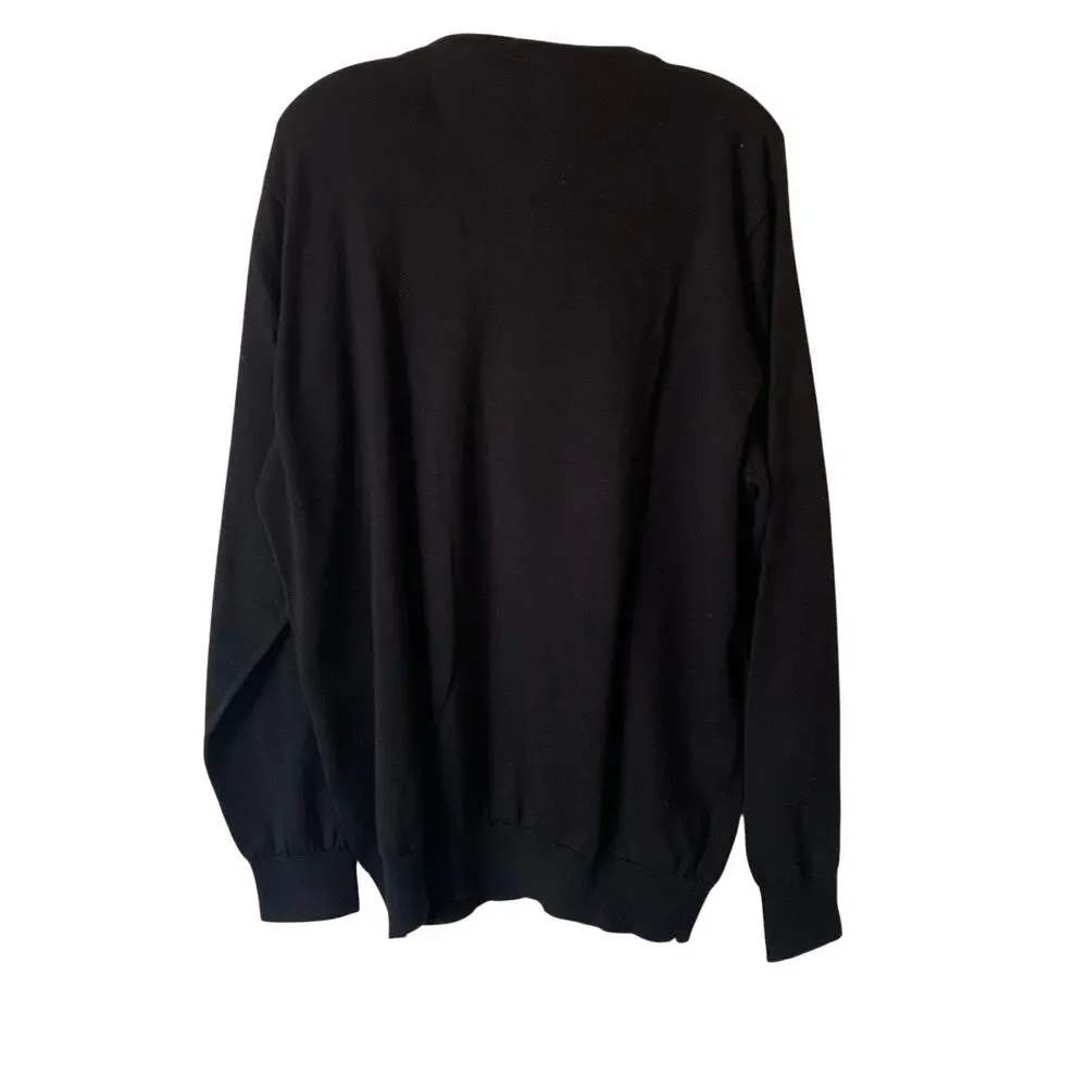Lacoste Mens Sz 8 3XL Dark Gray Black Long Sleeve Crew Neck Sweater 100% Cotton